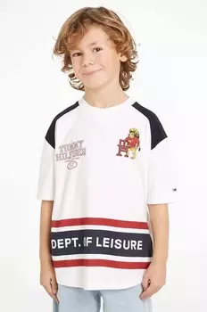 Детская хлопковая футболка Tommy Hilfiger, белый