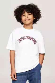 Детская хлопковая футболка Tommy Hilfiger, белый