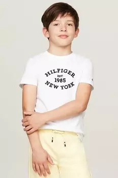 Детская хлопковая футболка Tommy Hilfiger, белый