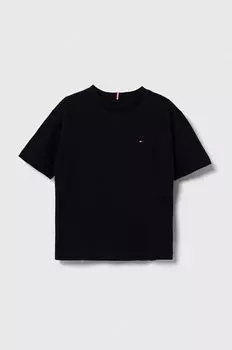 Детская хлопковая футболка Tommy Hilfiger, черный