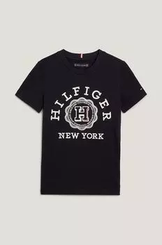 Детская хлопковая футболка Tommy Hilfiger, черный