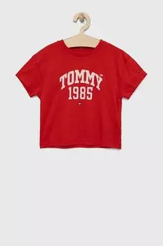 Детская хлопковая футболка Tommy Hilfiger, красный