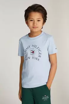 Детская хлопковая футболка Tommy Hilfiger, синий