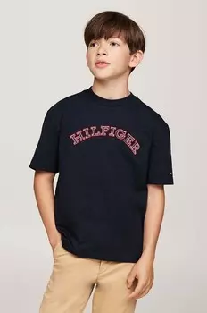 Детская хлопковая футболка Tommy Hilfiger, темно-синий