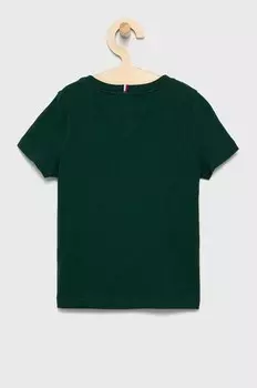 Детская хлопковая футболка Tommy Hilfiger, зеленый