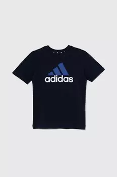 Детская хлопковая футболка U BL 2 Tee adidas, темно-синий