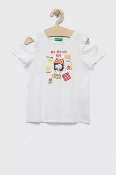 Детская хлопковая футболка United Colors of Benetton, белый