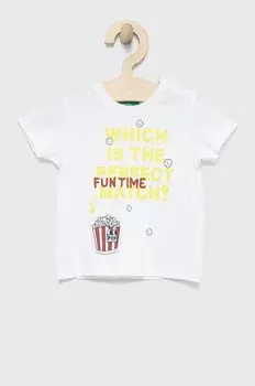 Детская хлопковая футболка United Colors of Benetton, белый