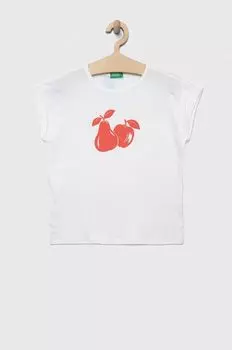 Детская хлопковая футболка United Colors of Benetton, белый