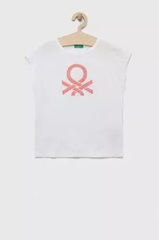 Детская хлопковая футболка United Colors of Benetton, белый