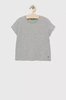 Детская хлопковая футболка United Colors of Benetton, серый