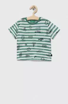 Детская хлопковая футболка United Colors of Benetton, зеленый