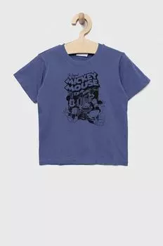Детская хлопковая футболка United Colors of Benetton x Disney, синий