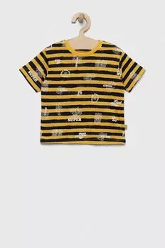 Детская хлопковая футболка United Colors of Benetton, желтый