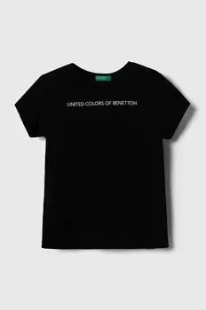 Детская хлопковая футболка United Colors of Benetton, черный