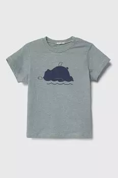 Детская хлопковая футболка United Colors of Benetton, зеленый