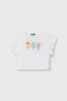 Детская хлопковая футболка United Colors of Benetton, белый