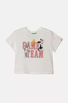 Детская хлопковая футболка United Colors of Benetton, белый