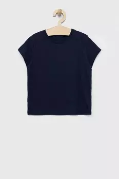 Детская хлопковая футболка United Colors of Benetton, темно-синий