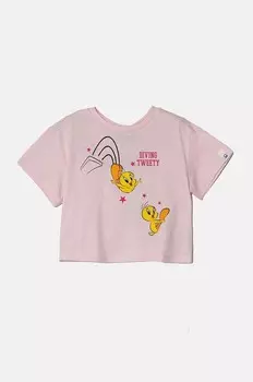 Детская хлопковая футболка United Colors of Benetton, розовый