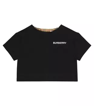 Детская хлопковая футболка в клетку в винтажную клетку Burberry Kids, мультиколор