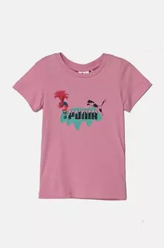 Детская хлопковая футболка X Trolls Tee Puma, розовый