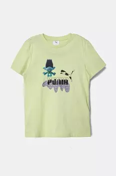 Детская хлопковая футболка X Trolls Tee Puma, зеленый