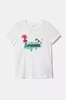 Детская хлопковая футболка X Trolls Tee Puma, белый