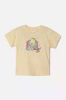 Детская хлопковая футболка X Trollsphic Tee Puma, желтый