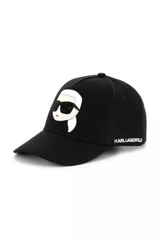 Детская хлопковая кепка с козырьком Karl Lagerfeld, черный