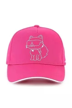 Детская хлопковая кепка с козырьком Karl Lagerfeld, розовый