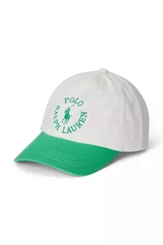 Детская хлопковая кепка с козырьком Polo Ralph Lauren, белый
