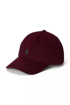 Детская хлопковая кепка с козырьком Polo Ralph Lauren, бордовый