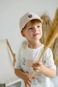 Детская хлопковая кепка с козырьком REMIK Jamiks, бежевый