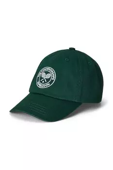 Детская хлопковая кепка с козырьком Wimbledon Collection Polo Ralph Lauren, зеленый