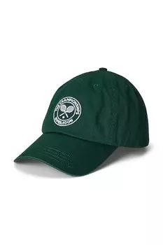 Детская хлопковая кепка с козырьком Wimbledon Collection Polo Ralph Lauren, зеленый