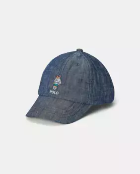 Детская хлопковая кепка с Polo Bear Polo Ralph Lauren, синий
