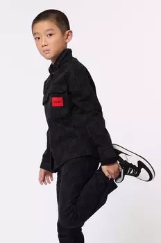 Детская хлопковая куртка Hugo, черный