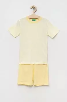 Детская хлопковая пижама United Colors of Benetton, желтый