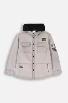 Детская хлопковая рубашка Coccodrillo, серый