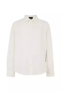 Детская хлопковая рубашка Emporio Armani, бежевый