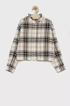 Детская хлопковая рубашка GAP, бежевый