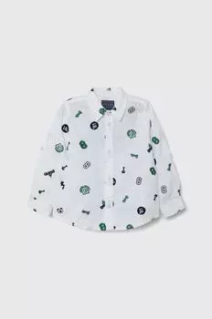 Детская хлопковая рубашка Guess, белый