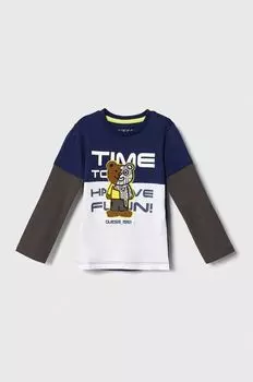 Детская хлопковая рубашка Guess с длинными рукавами, темно-синий