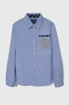 Детская хлопковая рубашка Guess, синий