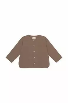 Детская хлопковая рубашка Konges Sljd, коричневый