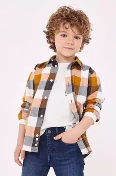 Детская хлопковая рубашка Mayoral, бежевый