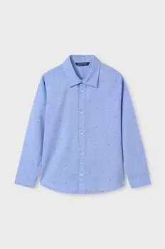 Детская хлопковая рубашка Mayoral, синий