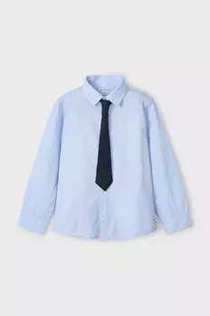 Детская хлопковая рубашка Mayoral, синий