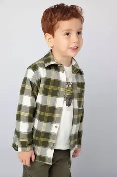 Детская хлопковая рубашка Mayoral, зеленый